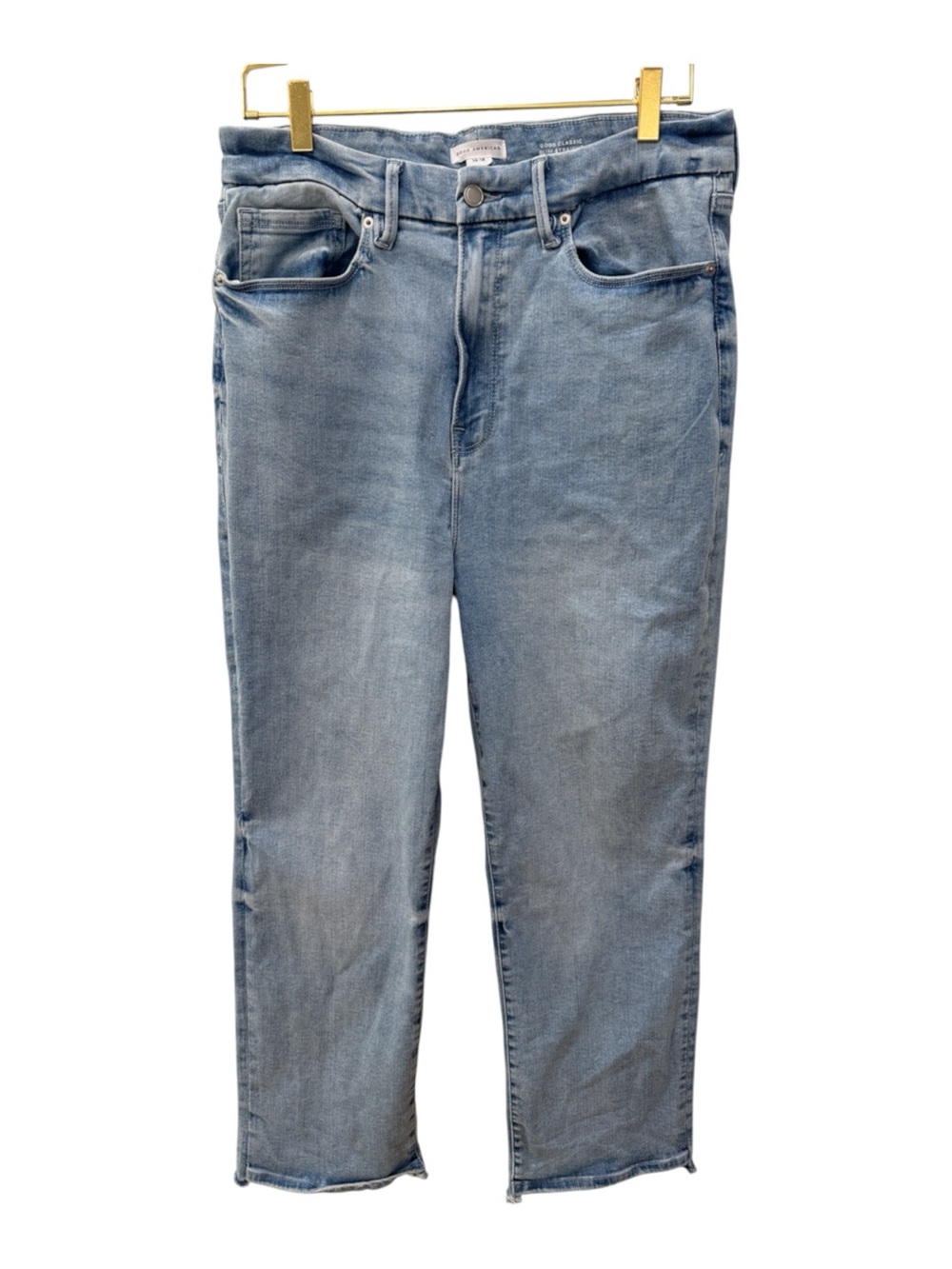 Good American Always Fits Good Classic Slim Straight Jeans Size 14-18 Light Wash